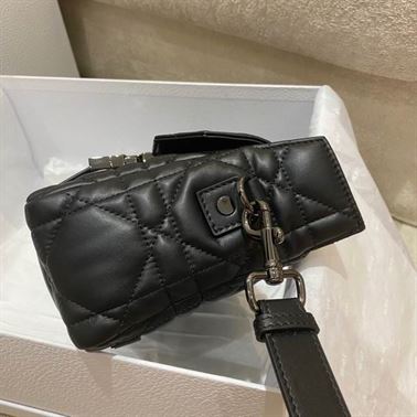 Small DiorCamp Bag Black Macrocannage Calfskin – DB031