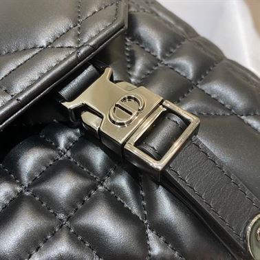 Small DiorCamp Bag Black Macrocannage Calfskin – DB031