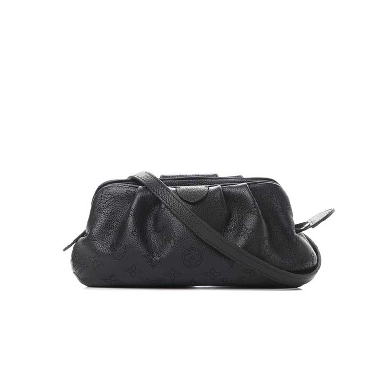 Scala mini pouch Black Mahina perforated calf leather – LB045