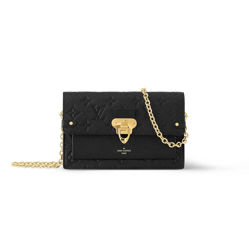 Vavin Chain Wallet Black Embossed cowhide leather – LB044