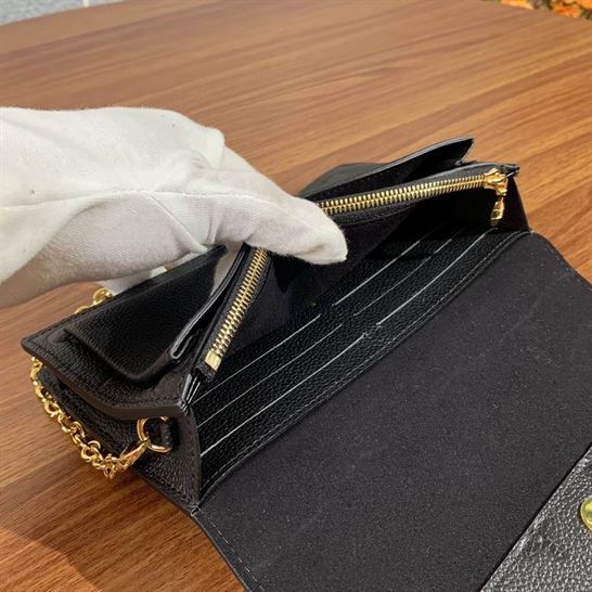 Vavin Chain Wallet Black Embossed cowhide leather – LB044