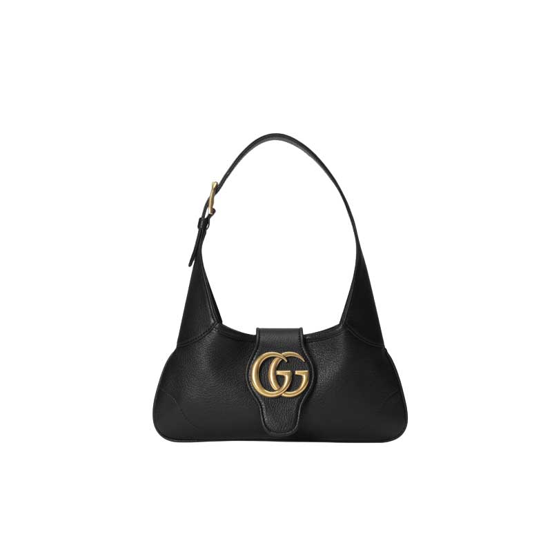 Aphrodite small shoulder bag Black soft leather Moiré lining – GB113