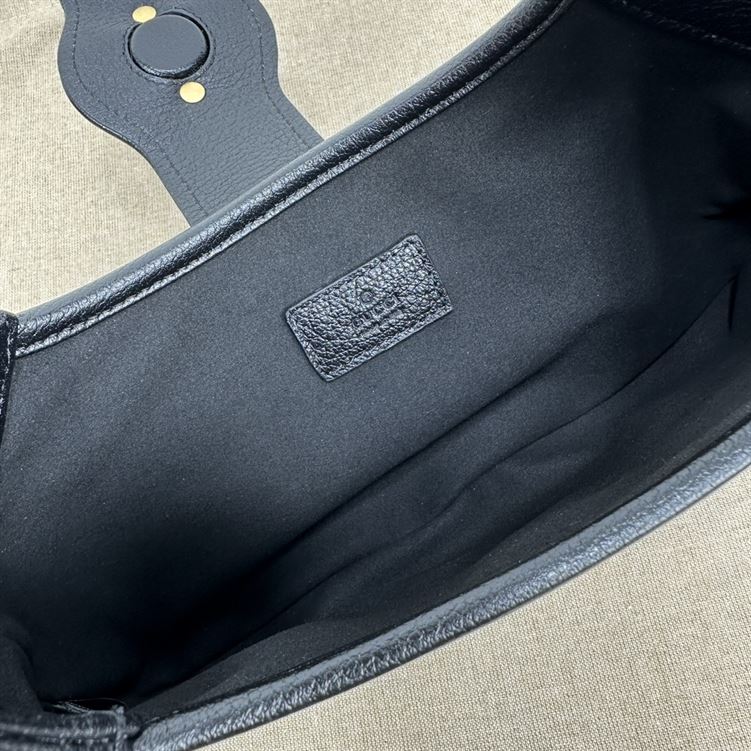 Aphrodite small shoulder bag Black soft leather Moiré lining – GB113