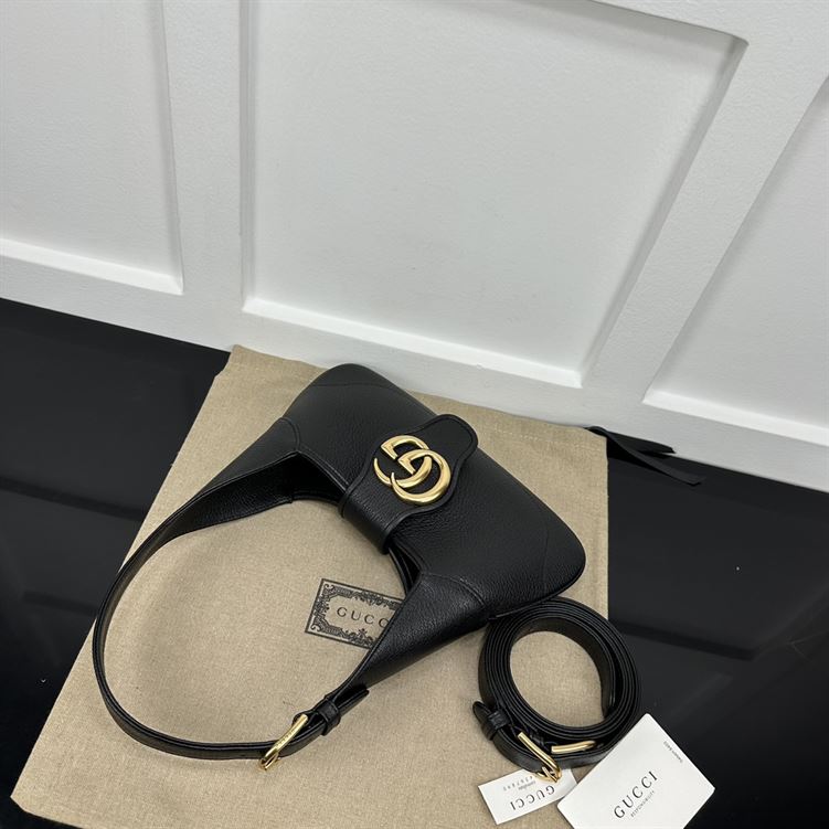 Aphrodite small shoulder bag Black soft leather Moiré lining – GB113