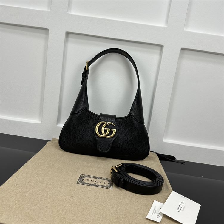 Aphrodite small shoulder bag Black soft leather Moiré lining – GB113