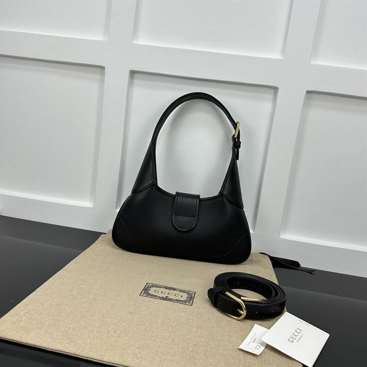Aphrodite small shoulder bag Black soft leather Moiré lining – GB113