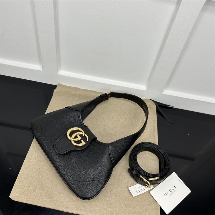 Aphrodite small shoulder bag Black soft leather Moiré lining – GB113