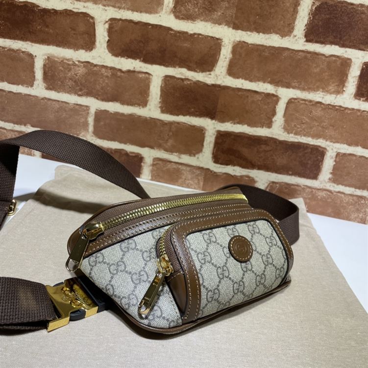 Belt bag with Interlocking G Brown leather details – GB144