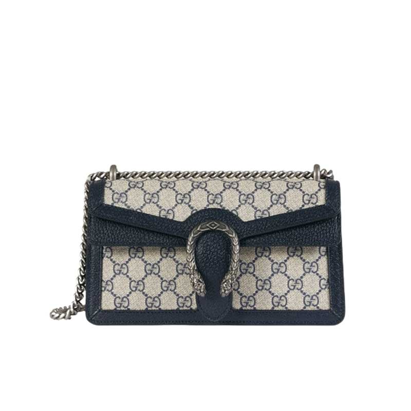 Dionysus GG small shoulder bag Beige and blue GG Supreme canvas – GB097