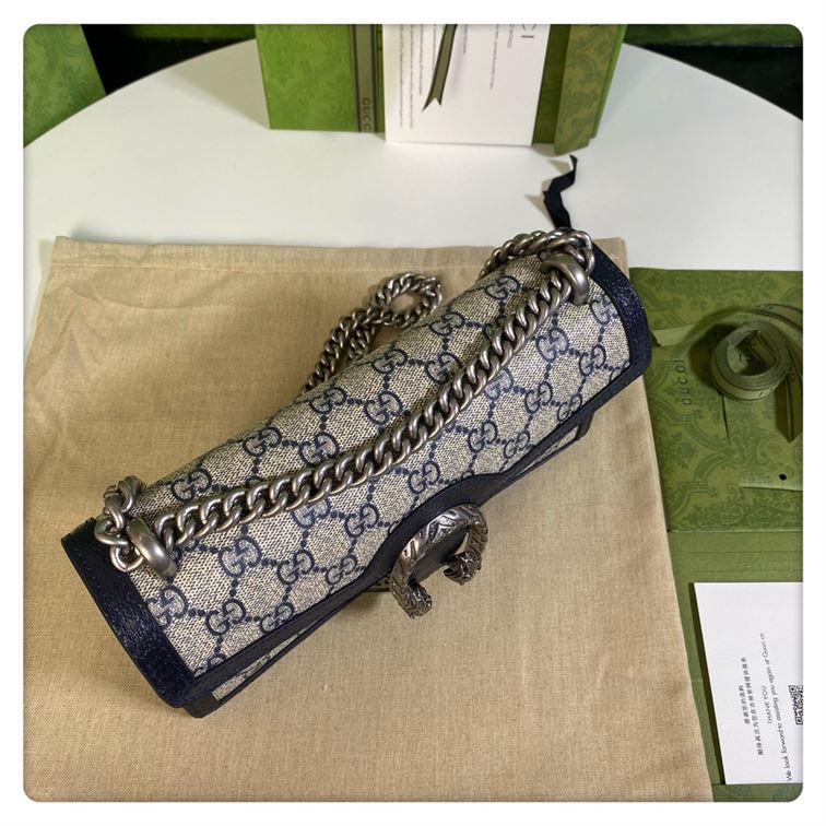 Dionysus GG small shoulder bag Beige and blue GG Supreme canvas – GB097