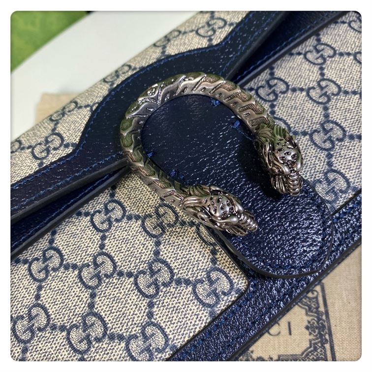 Dionysus GG small shoulder bag Beige and blue GG Supreme canvas – GB097