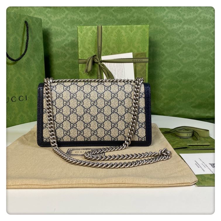 Dionysus GG small shoulder bag Beige and blue GG Supreme canvas – GB097