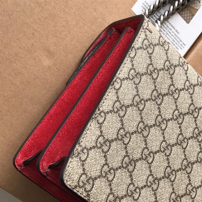 Dionysus GG small shoulder bag Beige/ebony canvas red suede detail – GB167