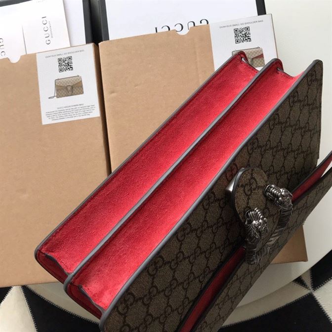 Dionysus GG small shoulder bag Beige/ebony canvas red suede detail – GB167
