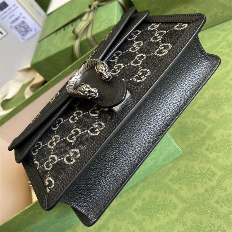 Dionysus GG small shoulder bag Black and ivory GG denim jacquard – GB096