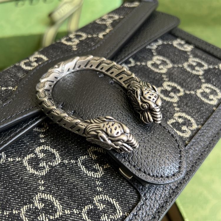 Dionysus GG small shoulder bag Black and ivory GG denim jacquard – GB096