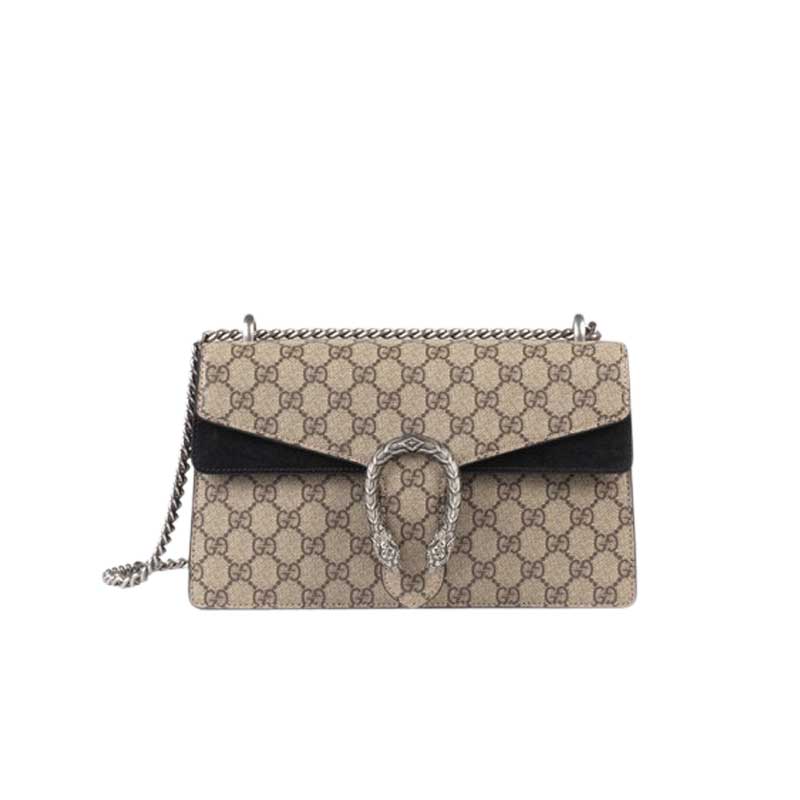 Dionysus GG small shoulder bag with black suede detail – GB168
