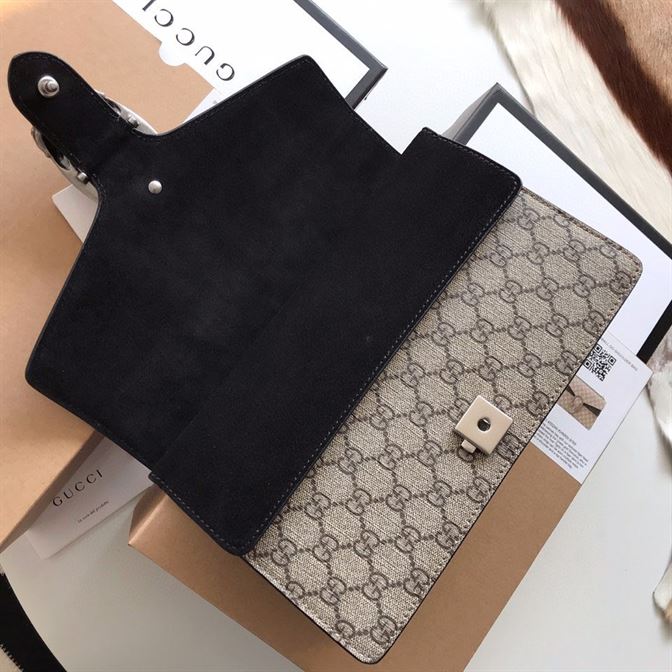 Dionysus GG small shoulder bag with black suede detail – GB168