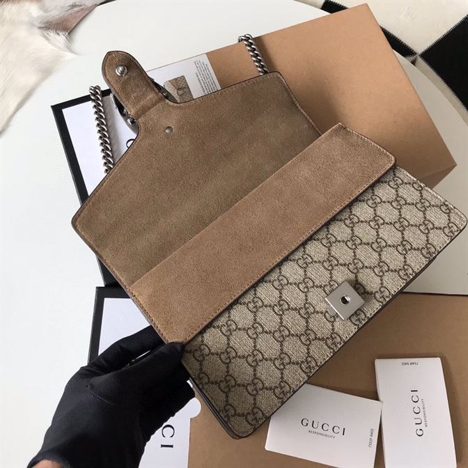 Dionysus GG small shoulder bag with taupe suede detail – GB170