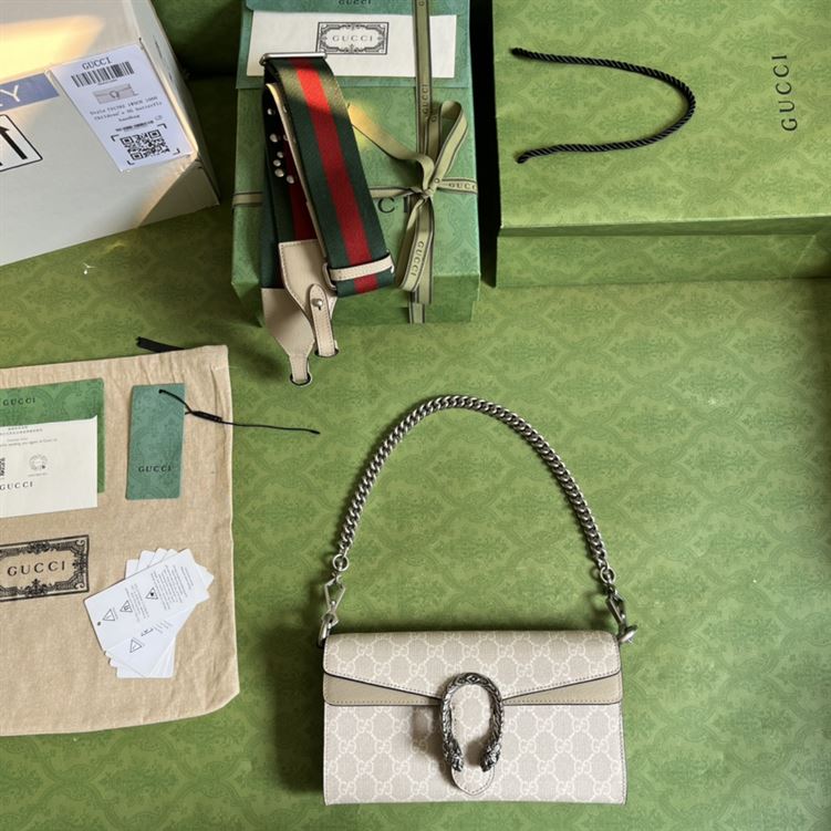 Dionysus small shoulder bag Beige and white GG Supreme canvas – GB102
