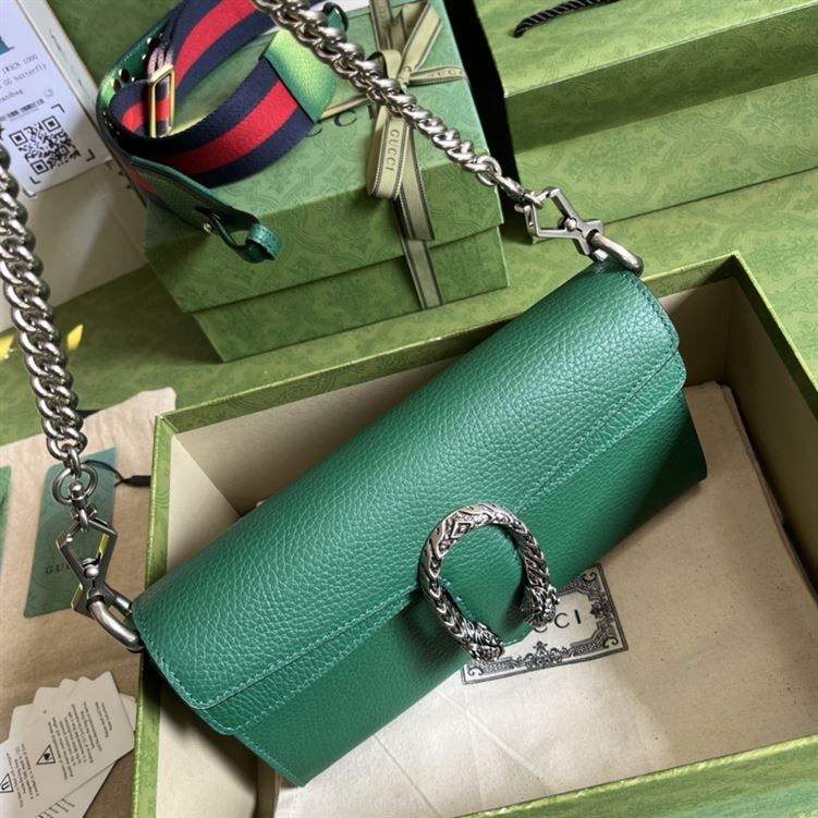 Dionysus small shoulder bag Green leather – GB098