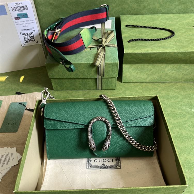 Dionysus small shoulder bag Green leather – GB098