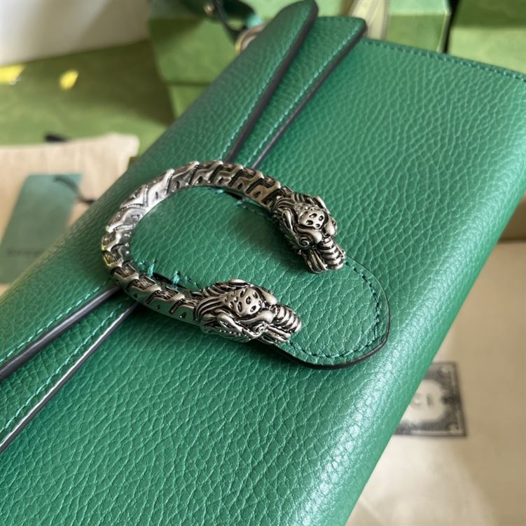 Dionysus small shoulder bag Green leather – GB098