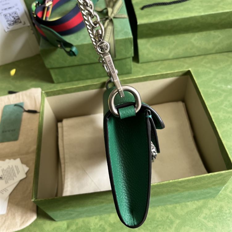 Dionysus small shoulder bag Green leather – GB098