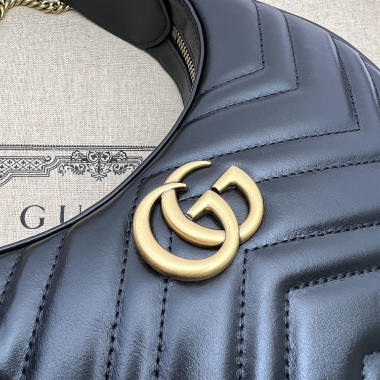 GG Marmont half-moon-shaped mini bag Black leather – GB115
