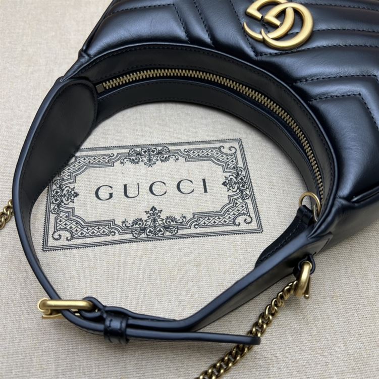 GG Marmont half-moon-shaped mini bag Black leather – GB115