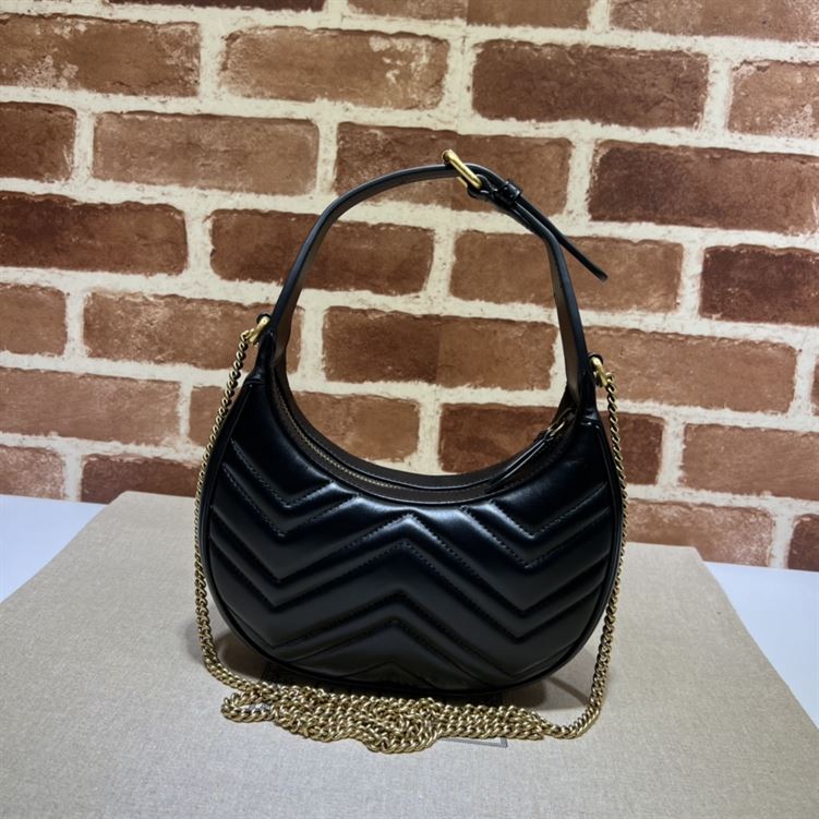 GG Marmont half-moon-shaped mini bag Black leather – GB115