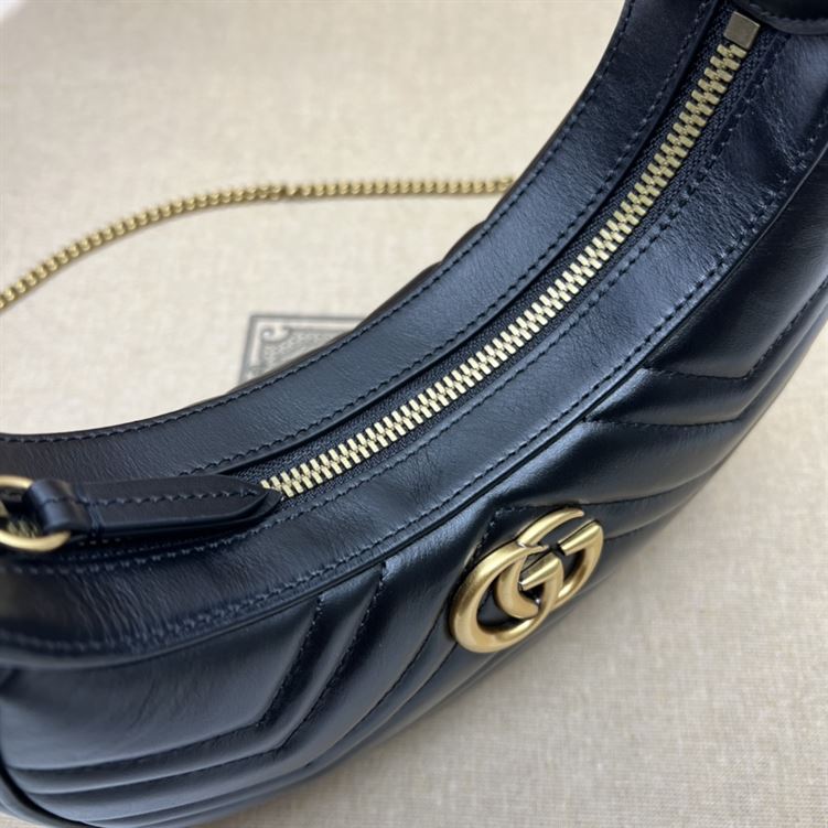 GG Marmont half-moon-shaped mini bag Black leather – GB115