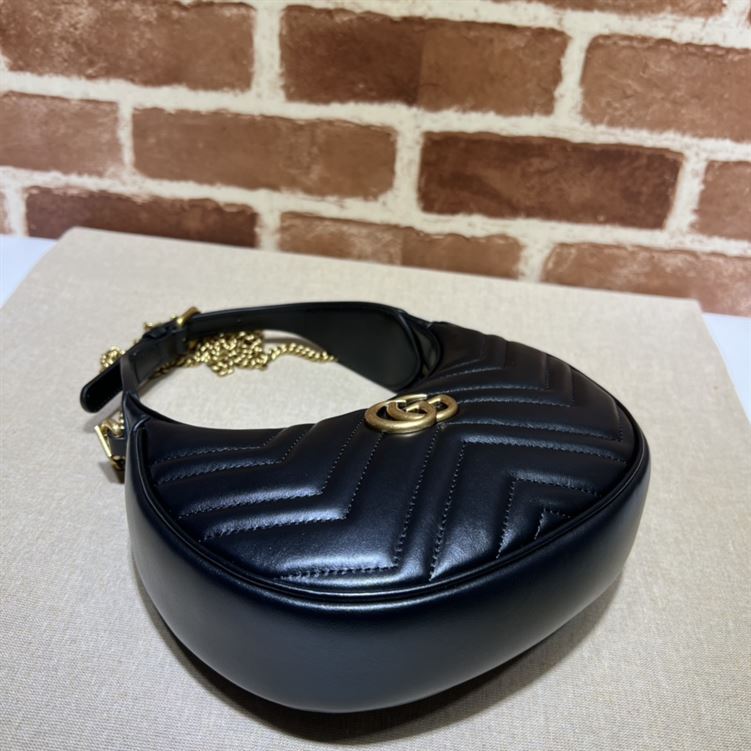 GG Marmont half-moon-shaped mini bag Black leather – GB115