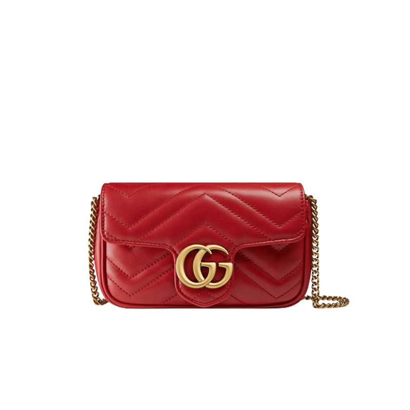 GG Marmont leather super mini bag Hibiscus red leather – GB160