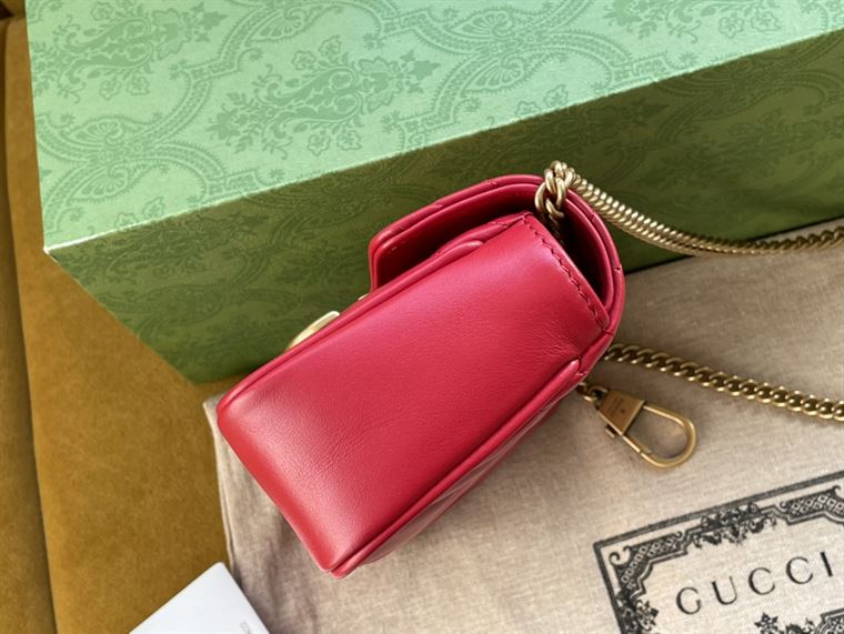 GG Marmont leather super mini bag Hibiscus red leather – GB160
