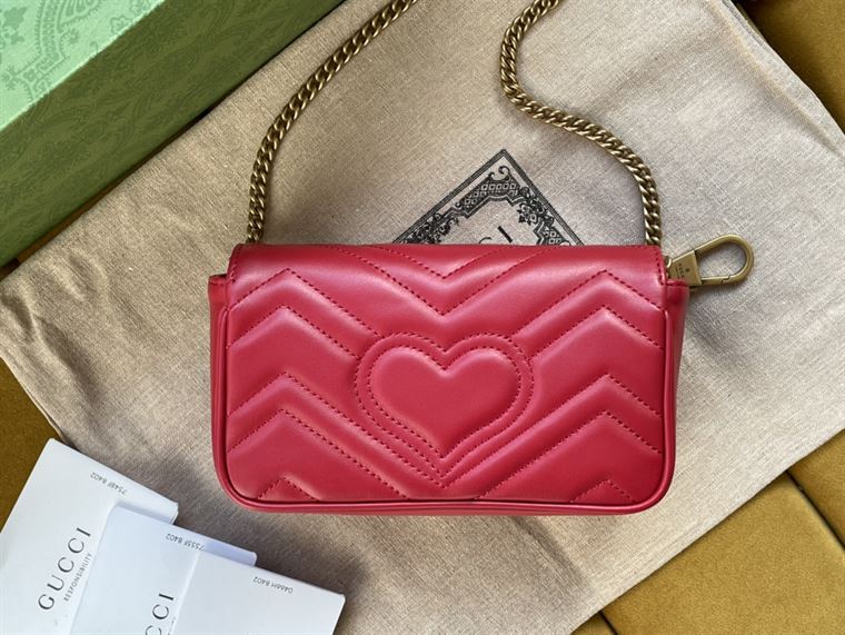 GG Marmont leather super mini bag Hibiscus red leather – GB160