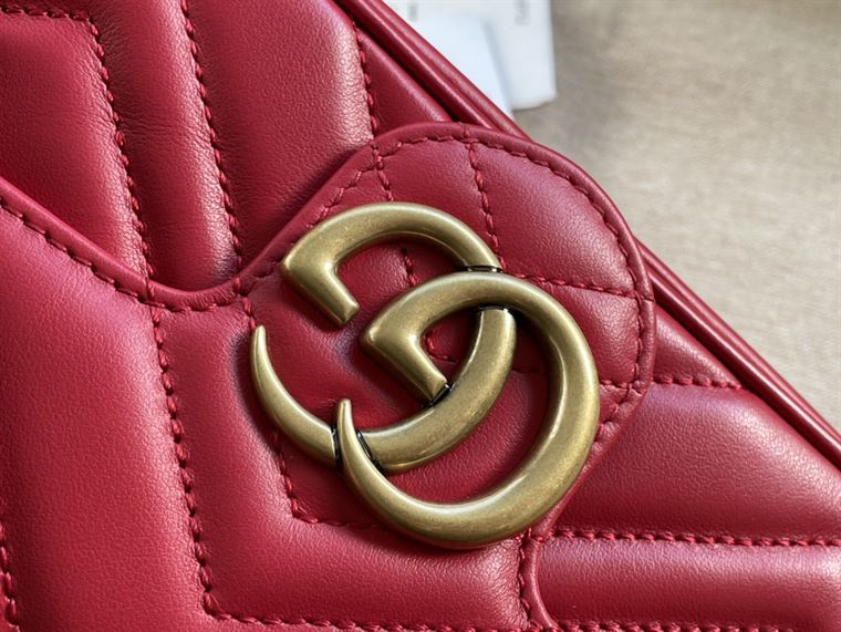 GG Marmont leather super mini bag Hibiscus red leather – GB160