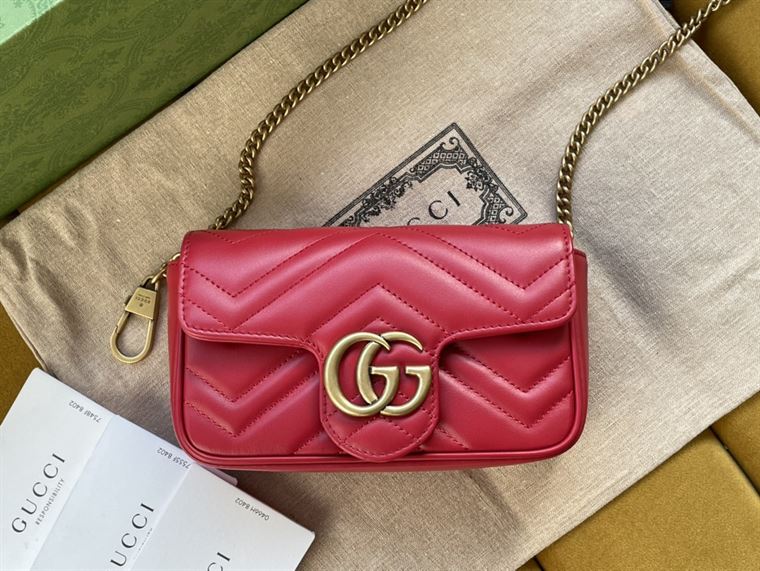 GG Marmont leather super mini bag Hibiscus red leather – GB160
