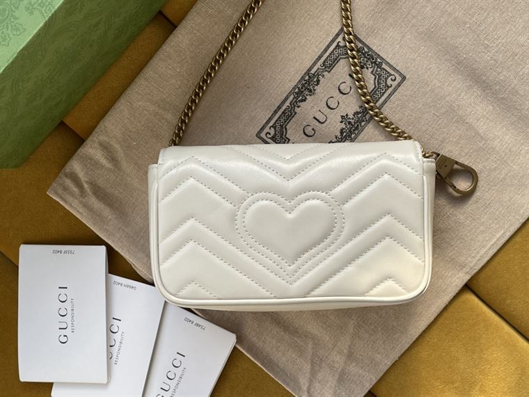 GG Marmont leather super mini bag White matelassé chevron – GB162