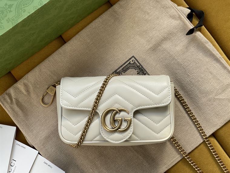 GG Marmont leather super mini bag White matelassé chevron – GB162