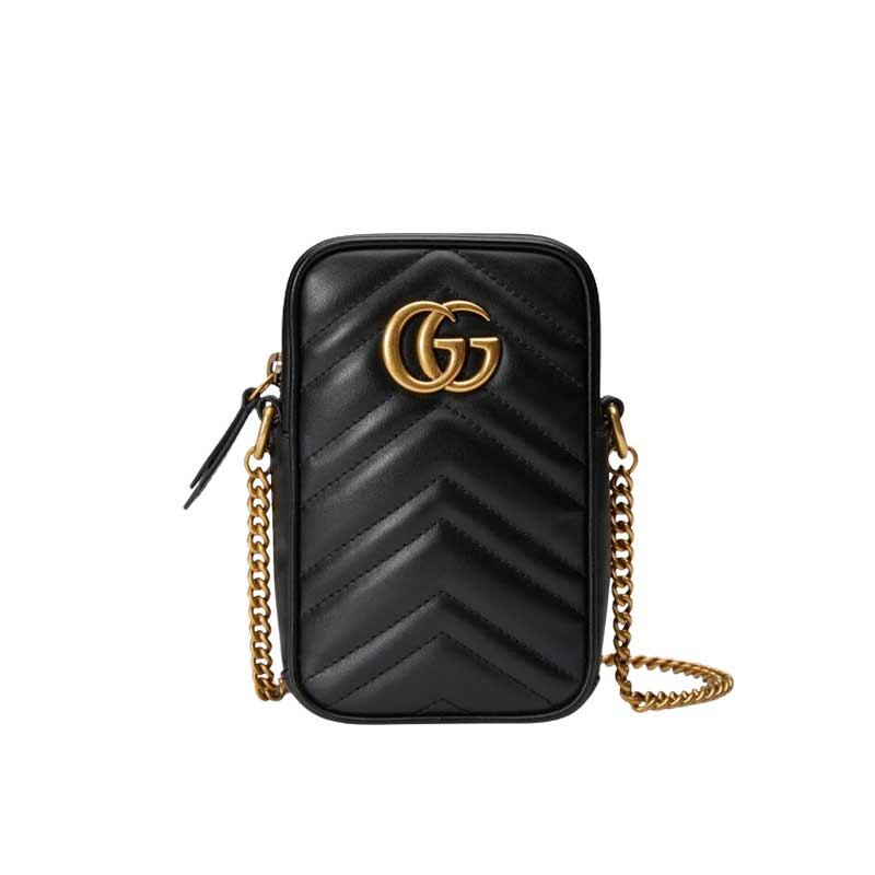 GG Marmont mini bag Black matelassé chevron leather – GB159