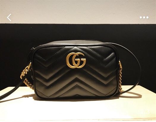 GG Marmont mini shoulder bag Black matelassé chevron leather – GB146