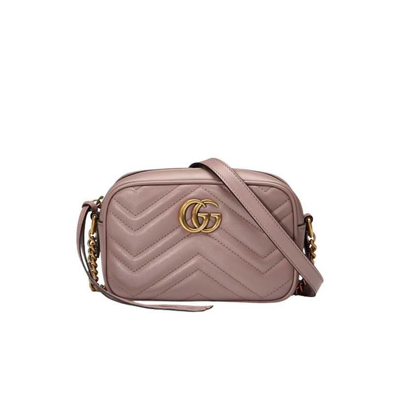 GG Marmont mini shoulder bag Dusty pink matelassé chevron leather – GB147