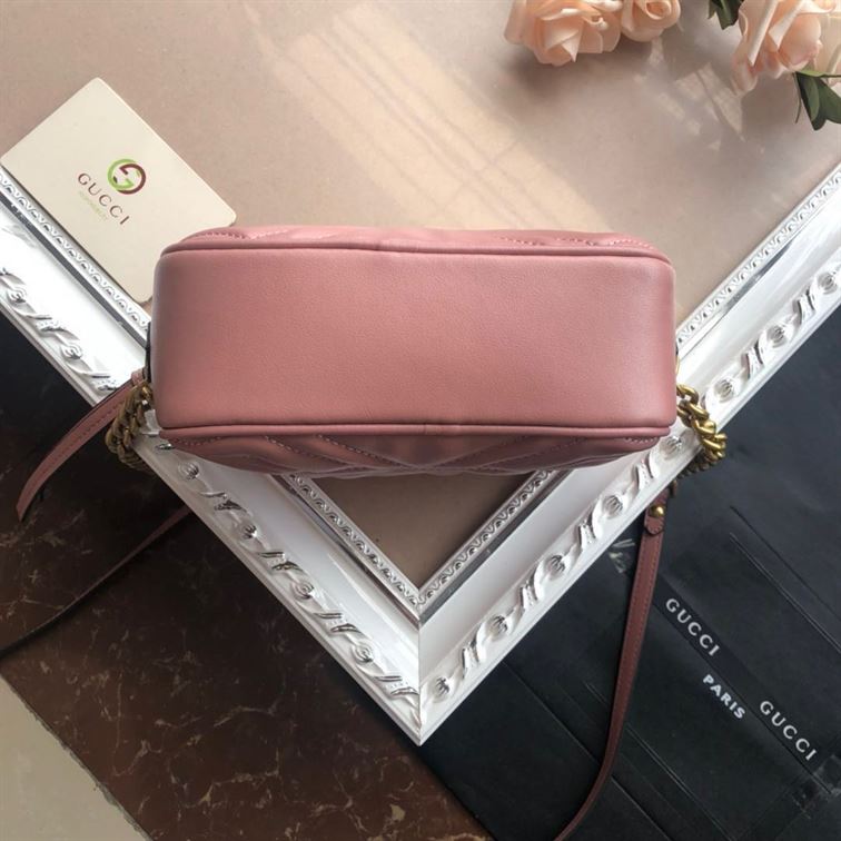 GG Marmont mini shoulder bag Dusty pink matelassé chevron leather – GB147