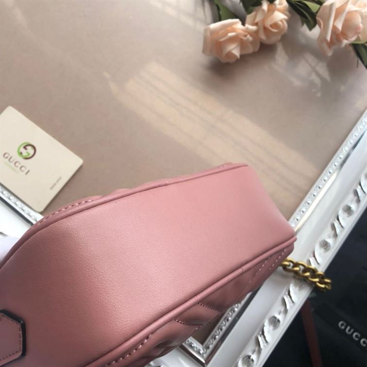 GG Marmont mini shoulder bag Dusty pink matelassé chevron leather – GB147