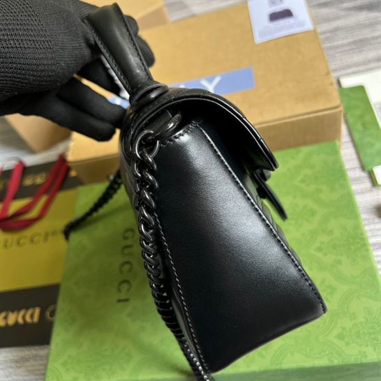 GG Marmont mini top handle bag Black matelassé chevron leather – GB149