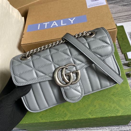 GG Marmont small shoulder bag Dark grey matelassé leather – GB153