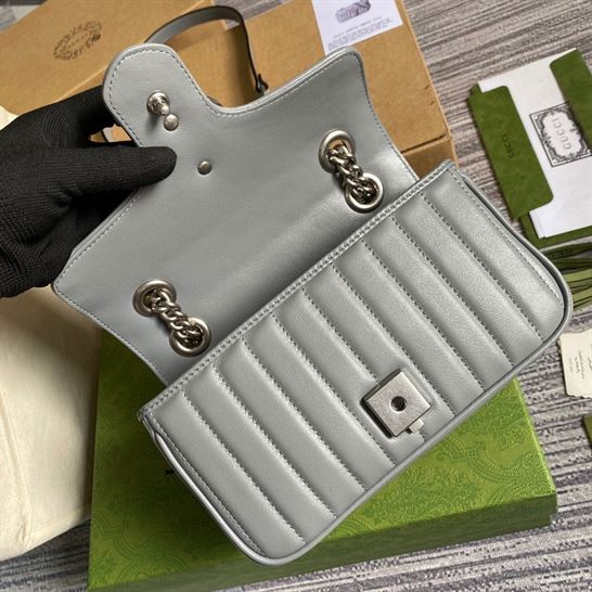 GG Marmont small shoulder bag Dark grey matelassé leather – GB153