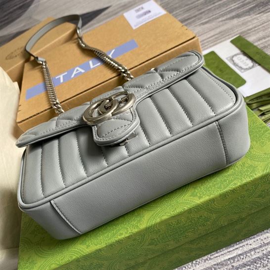 GG Marmont small shoulder bag Dark grey matelassé leather – GB153