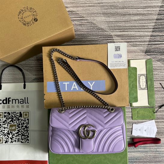 GG Marmont small shoulder bag Lilac matelassé chevron leather with heart – GB152